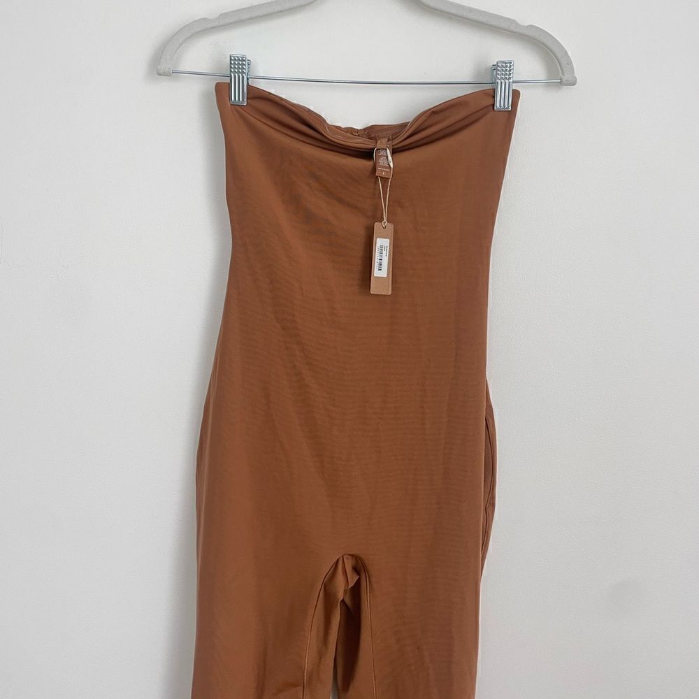 SKIMS Strapless Ribbed Jumpsuit in Rust - Picture 5 of 5